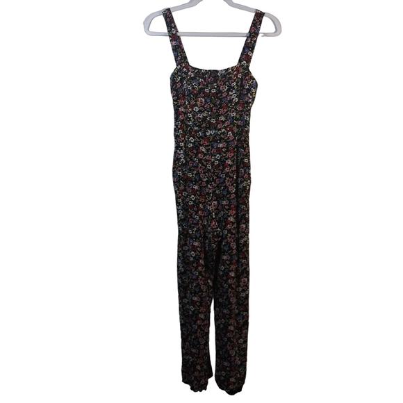 Abercrombie & Fitch Black Floral Overall Jumpsuit Petite Size SP - Picture 1 of 11
